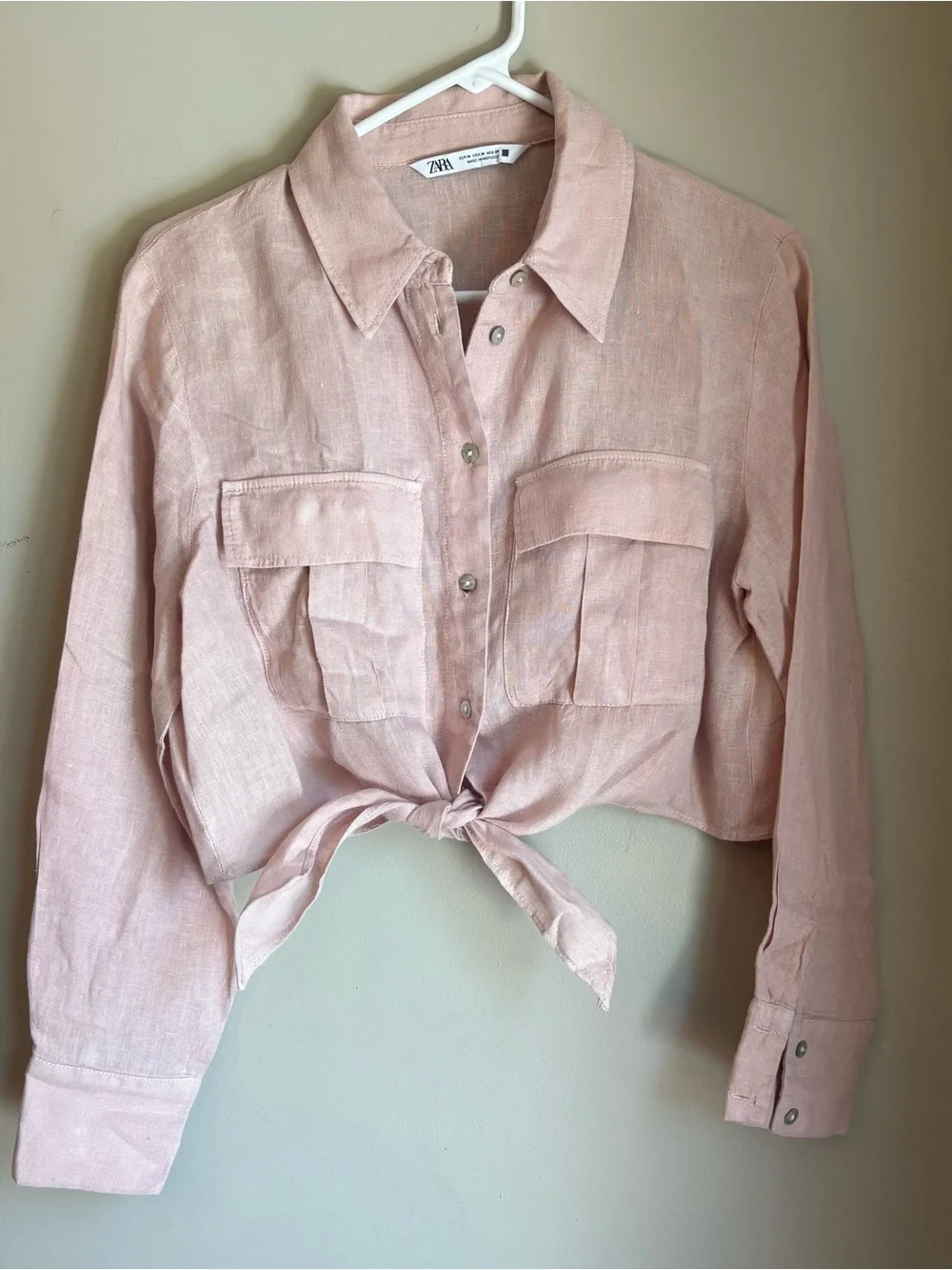 Zara Pink Tie-Front Shirt